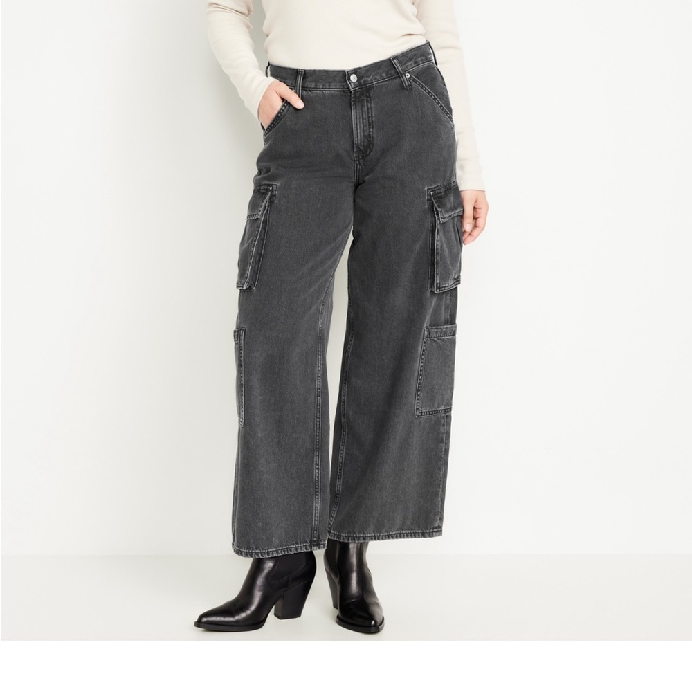 Old Navy grey cargo jeans. Size 12. Non smoking no pet house.